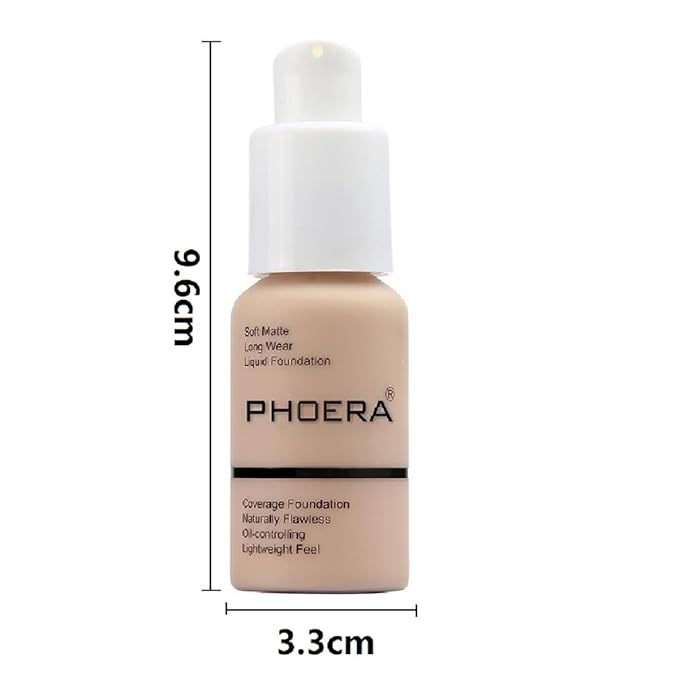 2 Pack PHOERA Foundation,Full Coverage Foundation, Concealer Foundation Warm peach) 30ml
