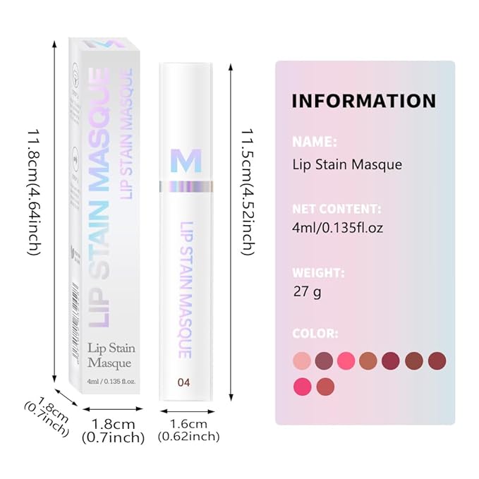 Matte Lip Gloss Peel Off Masque - Peel Off Lip Stain Tattoo, Chestnut Brown Peel Off Lip Tint,Long Lasting Waterproof Transfer-proof Lip Mask Lip Stain Peel Off Lip Gloss,Stay Lip Makeup 04#