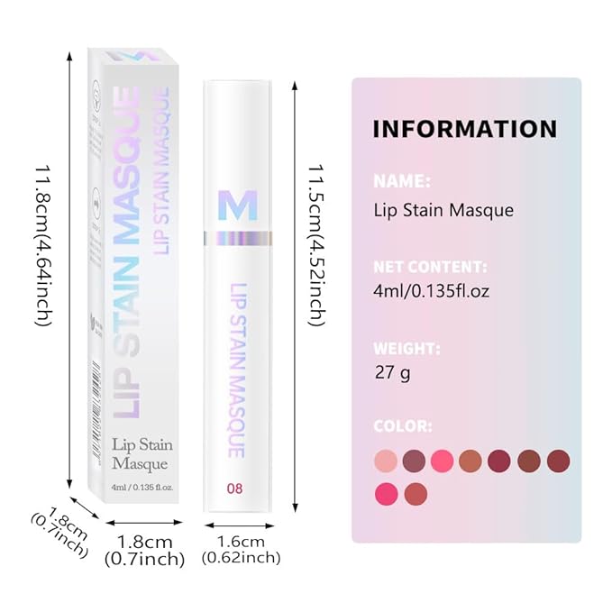 Matte Lip Gloss Peel Off Masque - Peel Off Lip Stain Tattoo,Cranberry Peel Off Lip Tint,Long Lasting Waterproof Transfer-proof Lip Mask Lip Stain Peel Off Lip Gloss,Stay Lip Makeup 08#