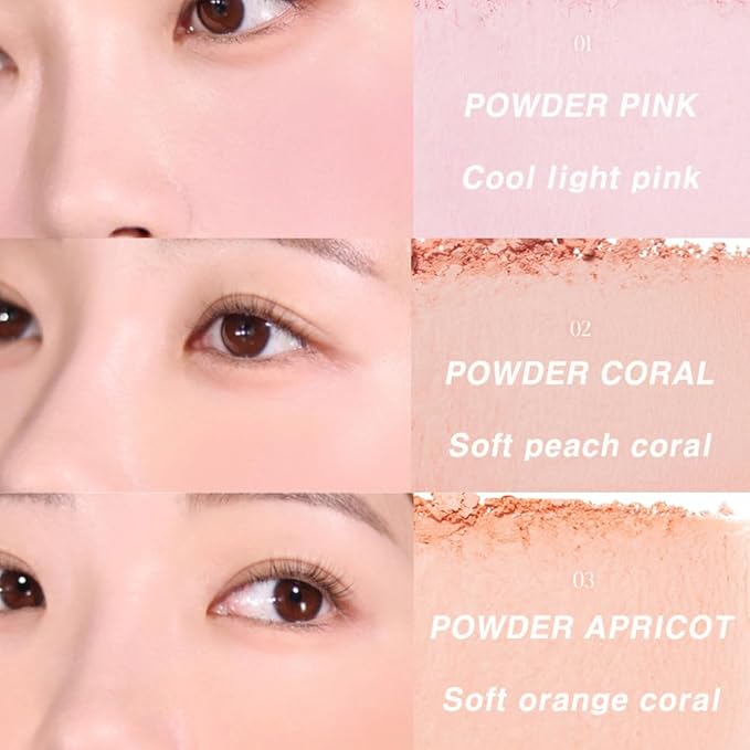 BBIA Ready To Wear Powder Cheek Blush 3 Color ā Buildable & Blendable Soft Blush for Cheeks, Matte & Shimmery Finish, Lightweight, Long-Lasting, Vegan, Korea Face Makeup, 0.19oz (01 POWDER PINK)