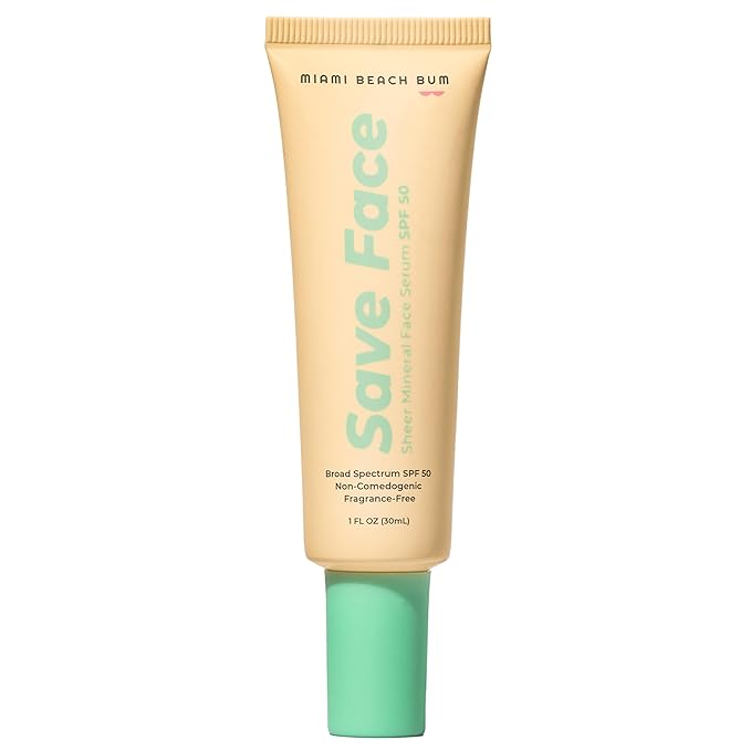 SPF 50 with Algae, Aloe & Antioxidants, Broad Spectrum Sunscreen Non-Aerosol, Hawaii Reef Compliant - Octinoxate, Oxybenzone & Petroleum Free (Save Face Single, 1PK)