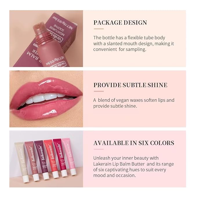 3 Colors Lip Butter Balm Set,Vanilla Sugar)