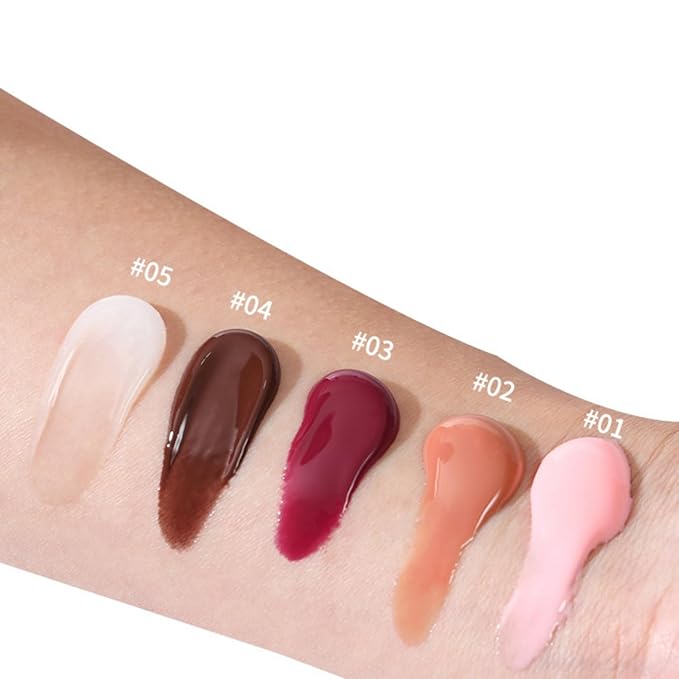 MAEPEOR Lip Glowy Balm 5 Colors Plumping Hydrating Lip Butter Balm and Nourishing Lip Care Lip Treatment Glossy Finish Non-sticky Tinted Lip Balm (03 Raspberry Jelly)