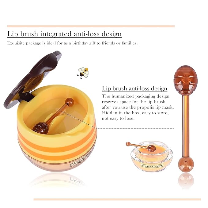 6PCS Bee Lip Balm Honey Pot,Honey&Strawberry&Watermelon&Cherry&Apple&Coconut