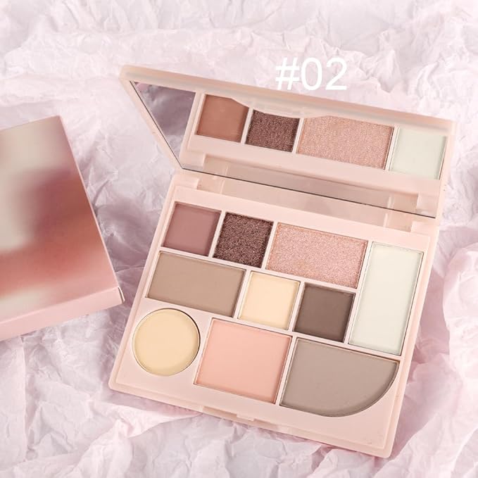 Shimmer Matte Eyeshadow Palette.Longwearing Highly Pigmented Natural Beige