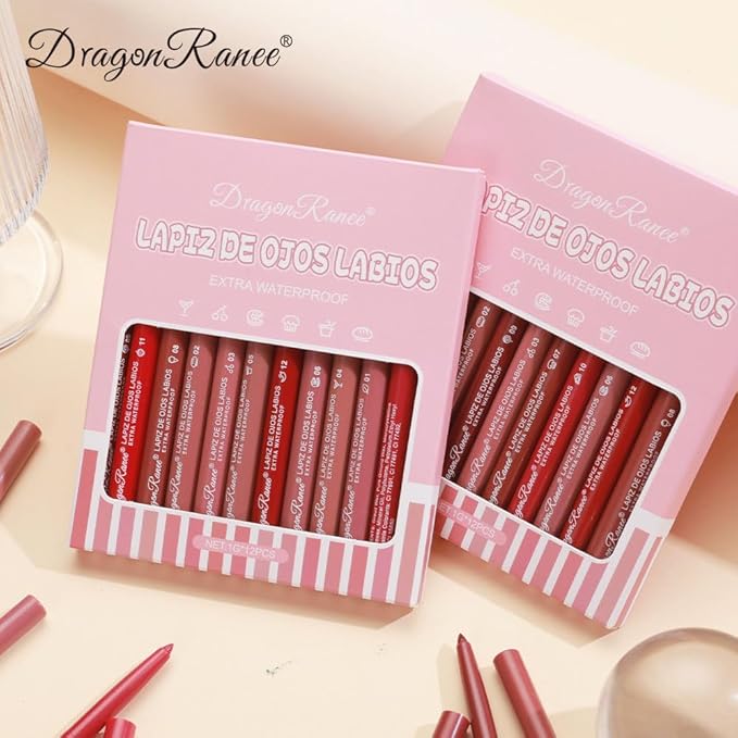 MYUANGO Lip Liner Set 12 PCS, Matte Velvet Long-Lasting Luxury Intense Lipliner, Creamy Easy to Use Richly Pigmented Lip Liner Pencil for Colorful and Defined Lips