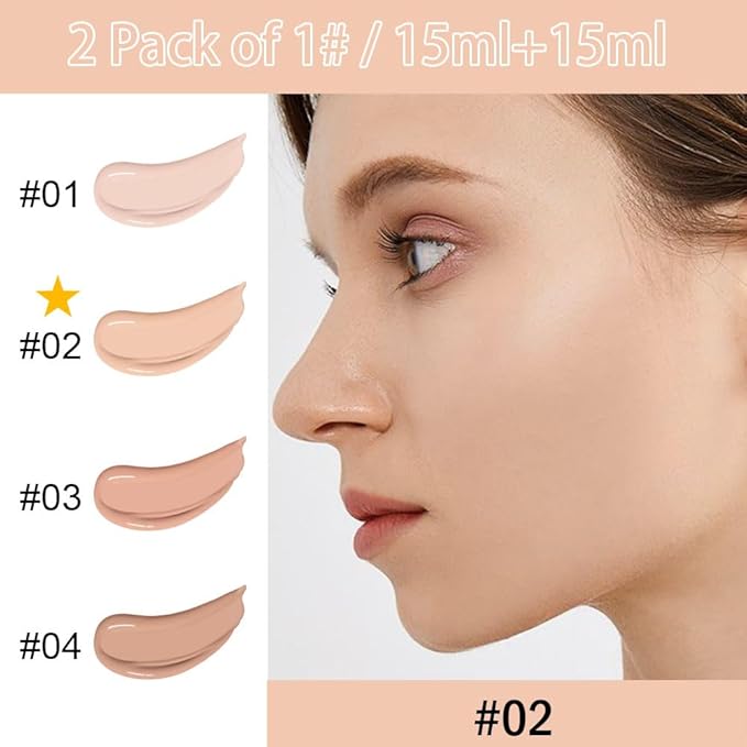 2 Pack Liquid Foundation Cream with Foundation Brush