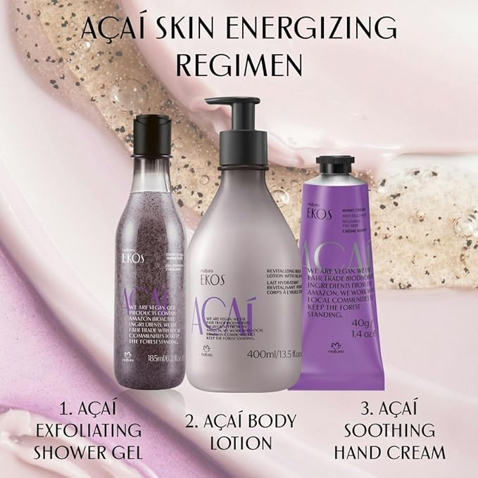 natura - Ekos Açaí Revitalizing Body Lotion - Vegan Skin Care - 24 Hours of Soft Skin - Improves Skin Elasticity - Acai Oil - Brazilian Beauty Secrets - Self Care & Body Care - 13.5 fl oz (400ml)