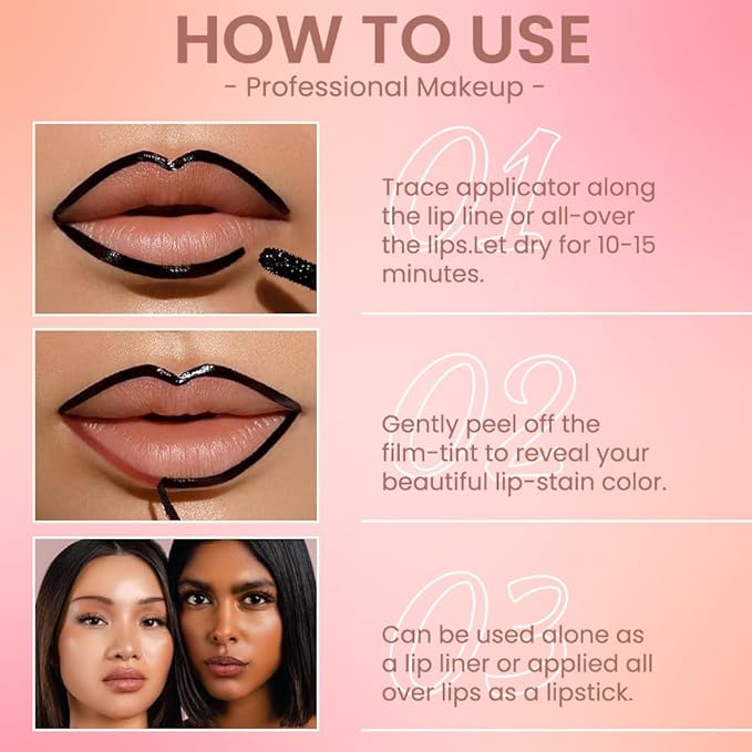 Matte Lip Gloss Stain-Peel Off Lip Liner Tattoo, Orange Brown Lip Tint,Long Lasting Peel Off Lip Stain, Waterproof Transfer-proof Lip Mask Lip Liner Peel Off Lip Gloss,Stayn Lip Makeup. #01