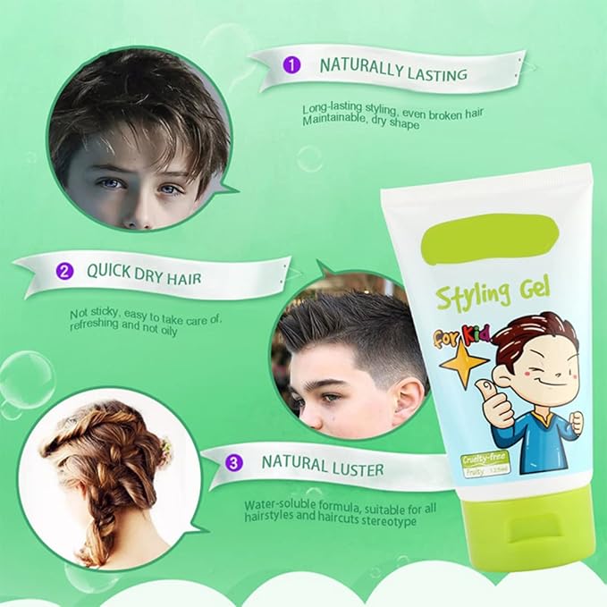 gowwim Kids Fresh Styling Hair Gel | Medium-Strong Hold | Not Greasy | Fruity Fragrance | 4.4oz