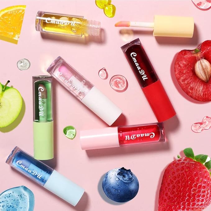 6Pcs Hydrating Lip Oil Set,Fruity Color