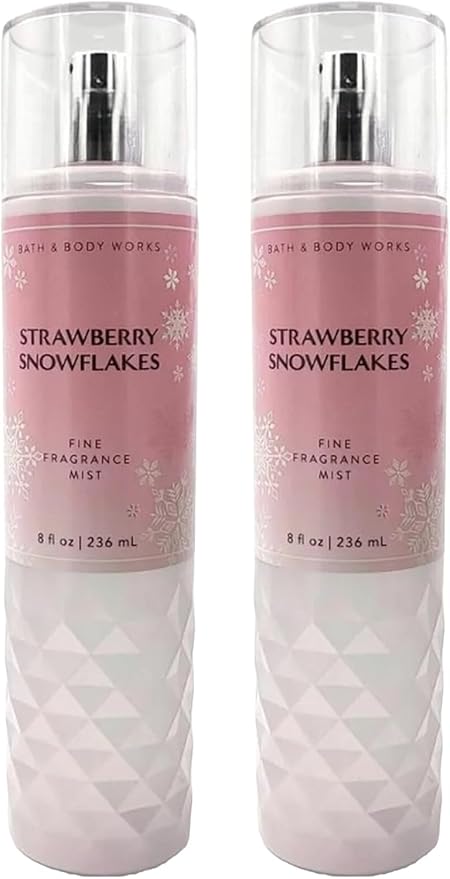 Bath & Body Works Strawberry Snowflakes Fine Fragrance Body Mist Gift Set 8 oz Pack Lot of 2 (Strawberry Snowflakes) 8 Fl Oz (Pack of 2) 16 Fl Oz