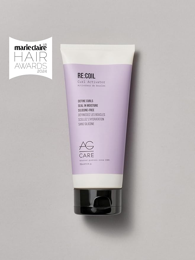 AG Care Re:Coil Curl Activator Curl Cream with Keratin Amino Acids - Ultra-Nourishing Curly Hair Cream for Defined, Healthy Curls, 6 Fl Oz