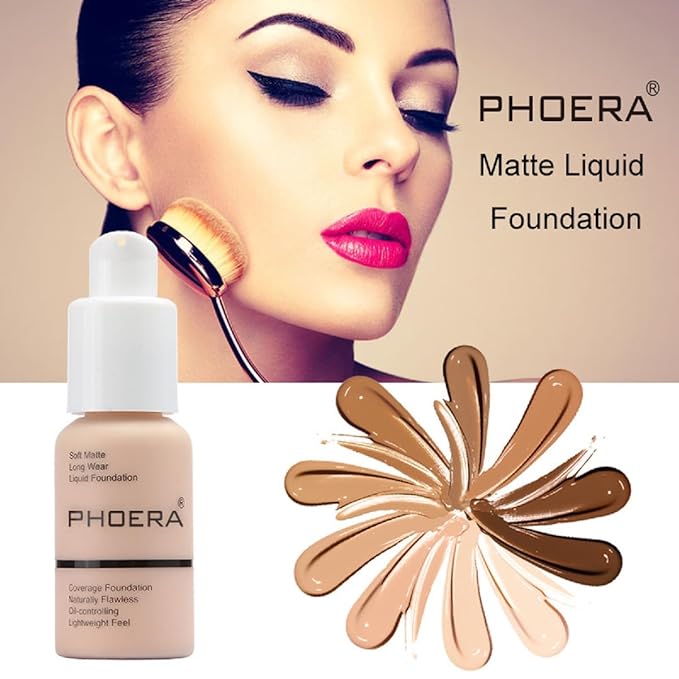 2 Pack PHOERA Foundation,Full Coverage Concealer Flawless Soft Buff Beige)