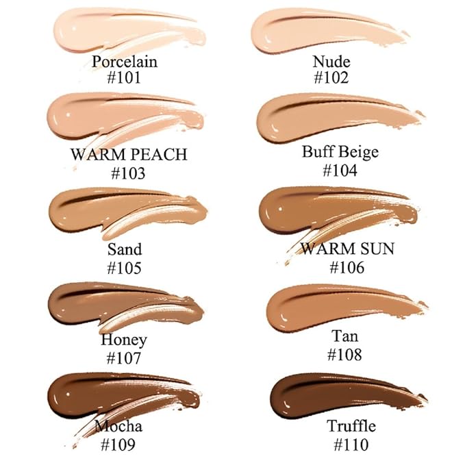 2 Pack PHOERA Foundation,Full Coverage Foundation, Concealer Foundation Warm peach) 30ml
