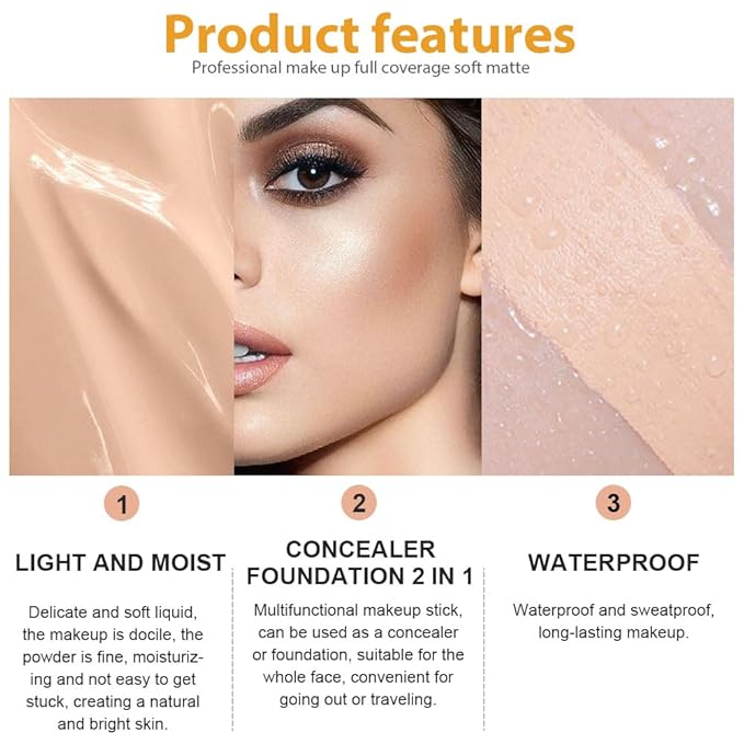 2 Pack Liquid Foundation Cream with Foundation Brush