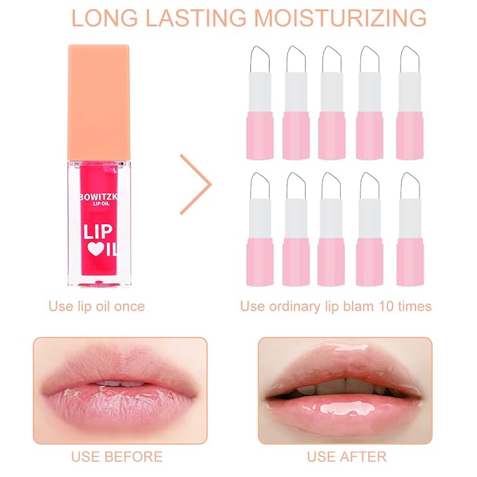 Bowitzki 2 Pieces Color Changing Hydrating Lip Oil,
