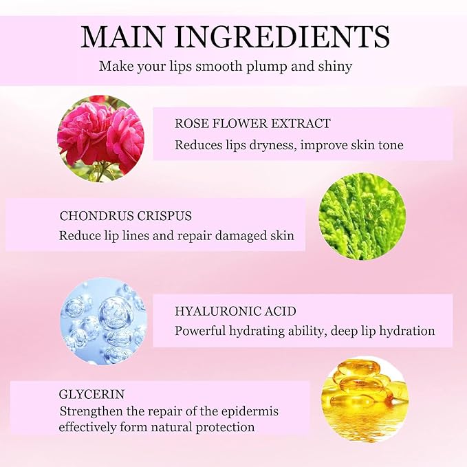 Eakroo 30 Pairs Collagen Crystal Pink Lips