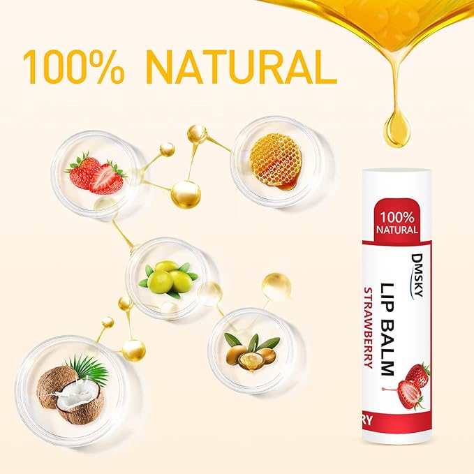 DMSKY 24 Pack Lip Balm, Natural