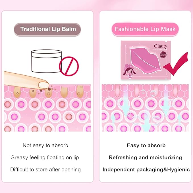 Eakroo 30 Pairs Collagen Crystal Pink Lips