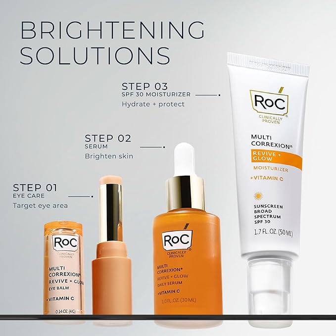 RoC Multi Correxion Revive + Glow Vitamin C Broad Spectrum SPF 30 Moisturizer (1.7 oz) with Retinol Eye Cream Packette