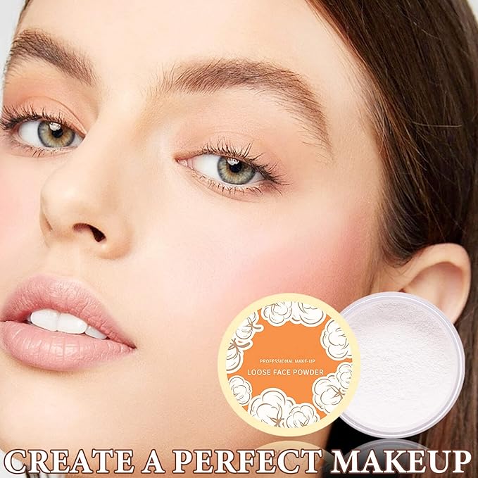 Loose Face Powder,Oil Control Loose Face Setting Powder Effect Makeup(1#)