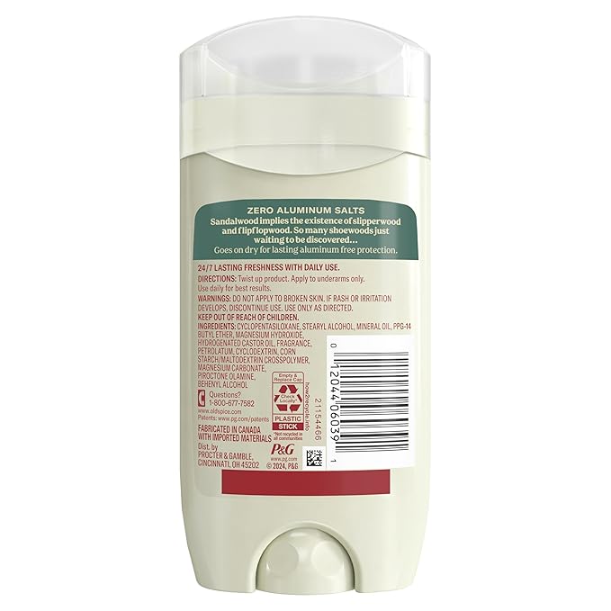 Old Spice GentleMan's Aluminum Free Dry Feel Deodorant for Men, 24/7 Lasting Freshness, Gentle on Skin with Skin Conditioners, Sandlewood + Aloe Scent, 3.0 oz