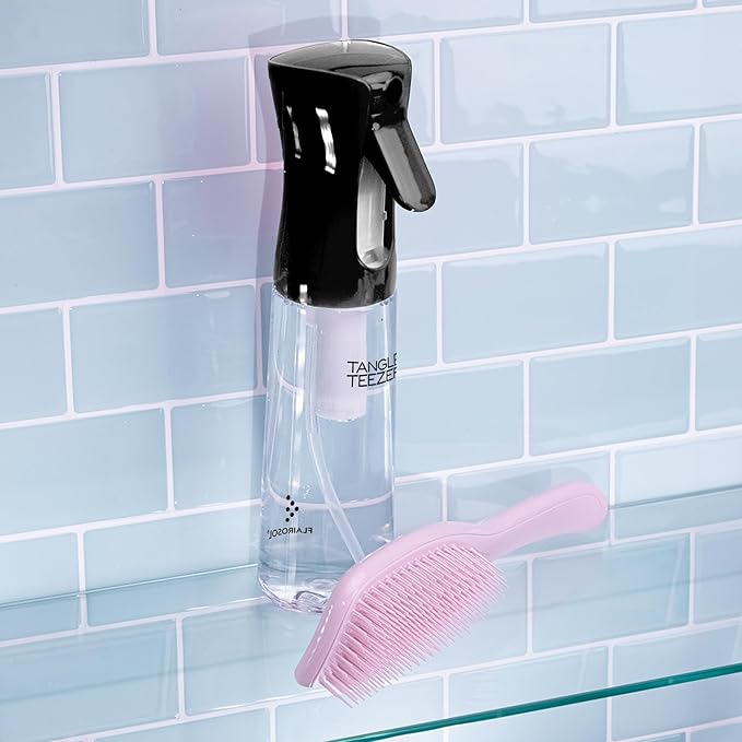 TANGLE TEEZER Fine Mist Continuous Spray Bottle, Reusable and Refillable, for Hair Detangling and Styling, 10.1 oz, Black
