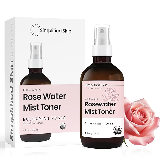 Rose Water Spray for Face & Hair (2-Pack) - Organic USDA Certified Rosewater Facial Toner - Alcohol-Free Makeup Setting Hydrating Face Mist - Anti-Aging Toner Spray