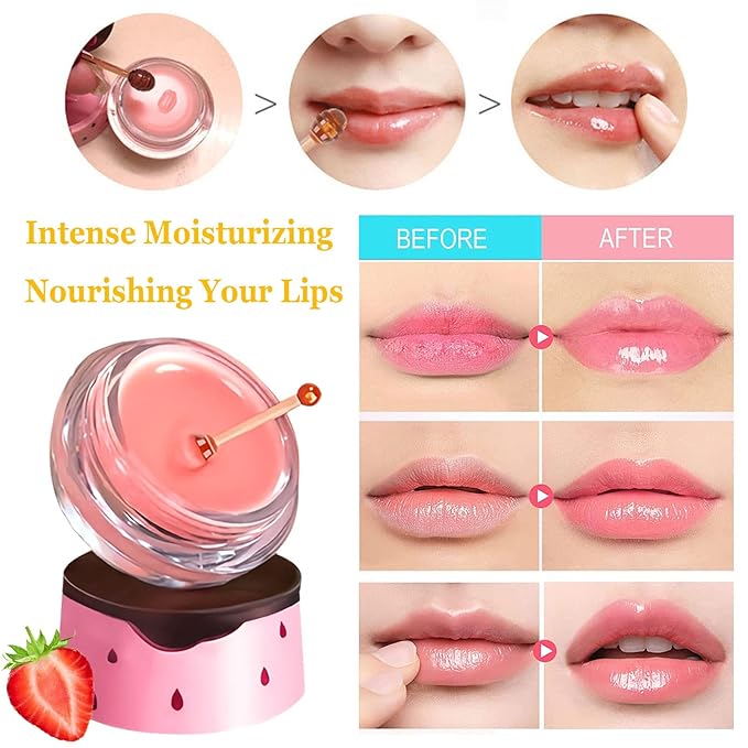 Bee Lip Balm Honey Pot, Strawberry