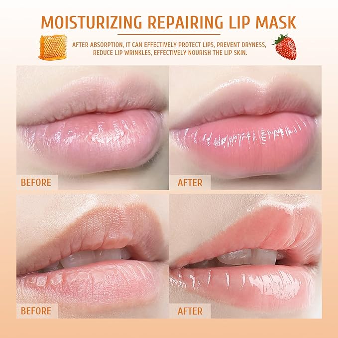 4Pcs Honey Strawberry Lip Balm Honey Exfoliator