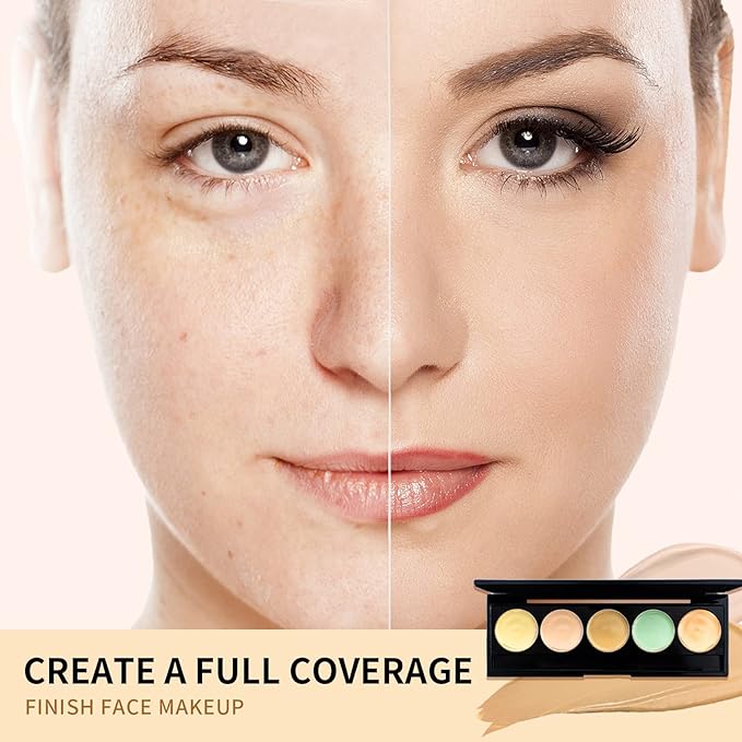 5 Colors Correcting Concealer Palette with Makeup Brush,5