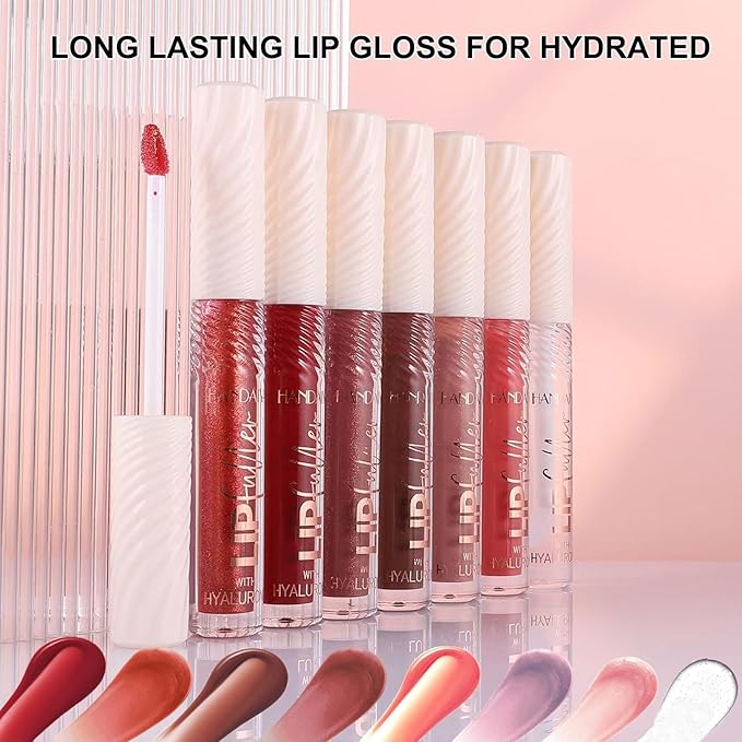 Rose Tan lip plumper gloss Tinted Glitter Lipgloss Lip Oil Teens Moisturizing Lipstick Lip Balm High Shine And Vegan Plumping Lip Gloss For Women Girls Long-Lasting Dry Lip Care Lip Gloss 05