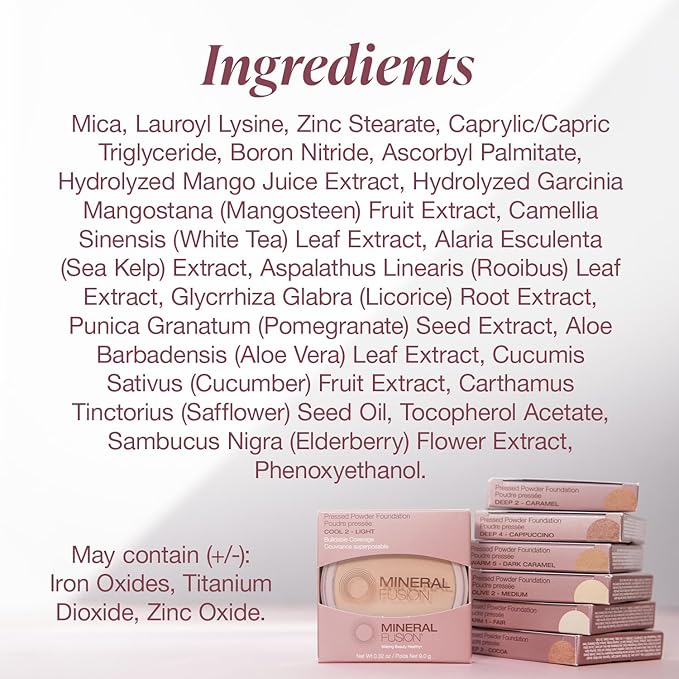 Mineral Fusion Pressed Powder Foundation, Cool 1 - Fair Skin w/ Pink/Red Undertones, Age Defying Foundation Makeup with Matte Finish, Talc Free Face Powder, Hypoallergenic, Cruelty-Free, 0.32 Oz