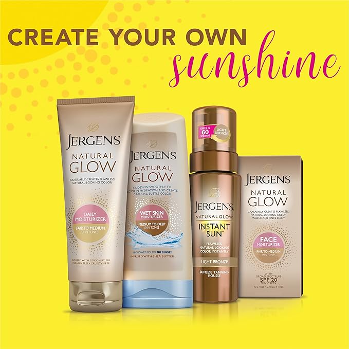 Jergens Natural Glow Face Moisturizer with SPF 20 Sunscreen, Fair to Medium Skin, Oil Free, UVA/UVB Protection - 2 oz
