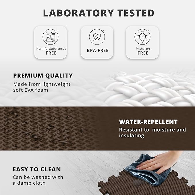 Gym Flooring Set - Interlocking EVA Soft Foam 18 Pieces