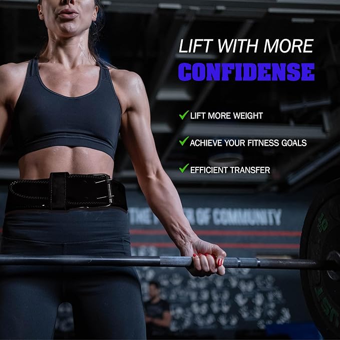 Zokani Thick Leather Weight Lifting Belt - 6MM 4-Inch Wide, 100% Leather 24" - 32", suede