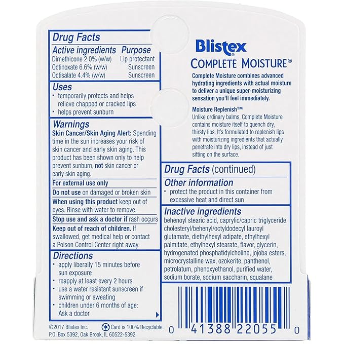 Blistex Complete Moisture, .15-Ounce Tubes (Pack