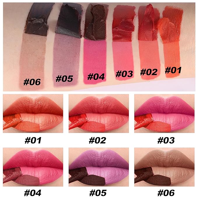 Peel Off Lip Tint, Wipe-On Colour Liquid Lipsticks, Tattoo Lip Glaze, Matte High Pigment Long Wear Waterproof Lip Contour Stain Non Smudge Transfer Proof Tear-off Lip Gross (#06, 0.12 floz)