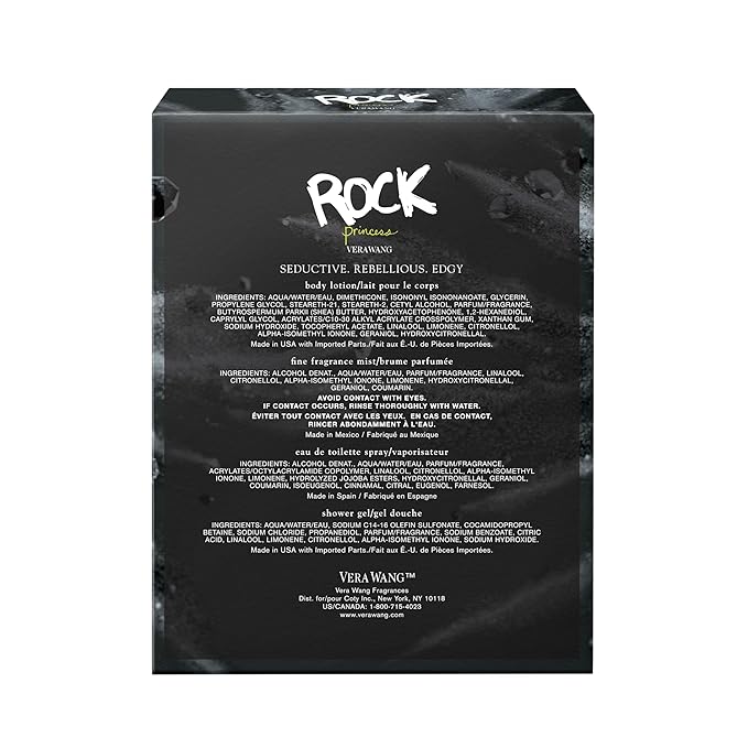 Vera Wang Rock Princess Eau de Toilette 4 Piece Gift Set, Notes of Waterlily, Tahitian Flower, and Vanilla, Women's Fragrance, Long Lasting, Everyday Fragrance