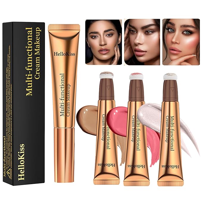 3pcs Contour Beauty Wand, Blush Wand and Liquid +Highlighter Set(#01+#03+#05)