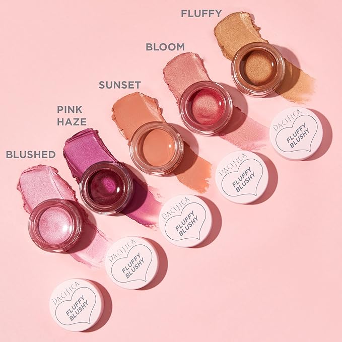 Pacifica Fluffy Blushy Cream Blush – Pink Haze Soft Coral Pink - Face Makeup - Whipped Blendable Blush for Cheeks Dark Pink Hydrating Blusher w/Vegan Collagen Light Airy Texture Sheer Buildable Color