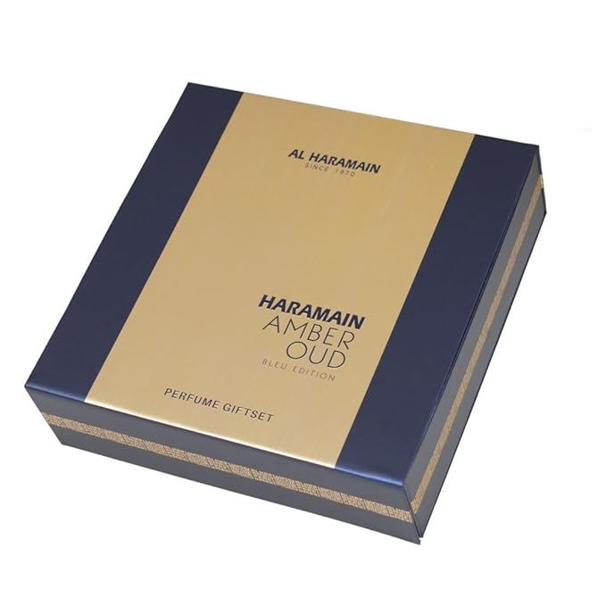 Al Haramain Amber Oud Bleu Edition 3 Pc Gift Set for Unisex - Luxury Cologne & Perfume for Men & Women - 2.5oz EDP Spray, 1oz EDP Spray, 6.6oz Body Spray - Arabian & Arabic Long Lasting Fragrance