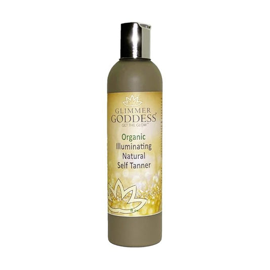 Glimmer Goddess Organic Self Tanner - Natural Tanning Lotion - Vegan, Cruelty-Free, Paraben-Free - Streak-Free, Hydrating, Long-Lasting Tan, All-Natural Ingredients, 8 oz