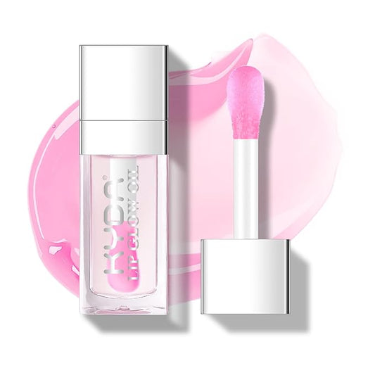 KYDA Hydrating Lip Glow Oil, Clear to Pink, Color Change Effect, Moisturizing Transparent Plumping Lip Oil Tinted for Lip Care and Dry Lips