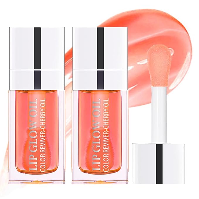 Lip Color Lip Oil, Hydrating, Plumping, Glossy Finish (#01 Pink, 2 Pack)