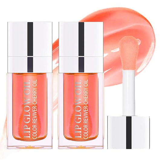 Lip Color Lip Oil, Hydrating, Plumping, Glossy Finish (#01 Pink, 2 Pack)
