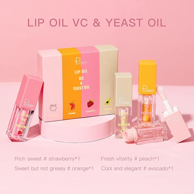 Pudaier Hydrating Lip Oil, Fruit Extract Lip Oil Hydrating