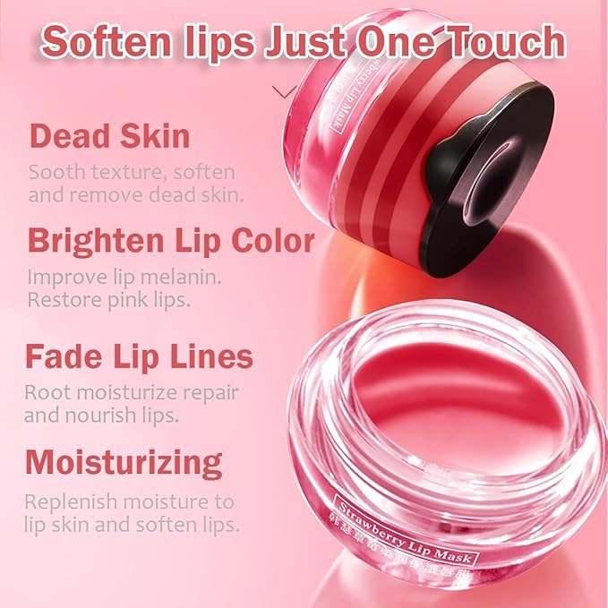 Strawberry Lip Balm, Sleeping Lip Mask,
