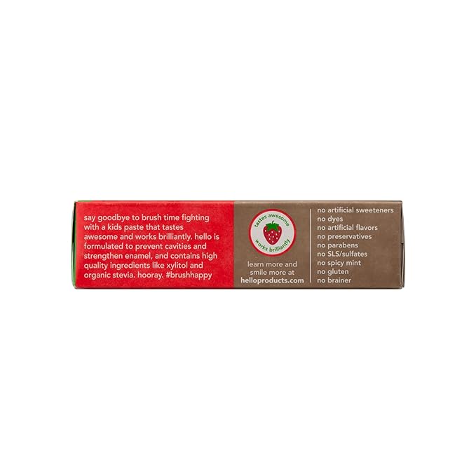hello Wild Strawberry Kids Toothpaste with Fluoride, Strawberry Toothpaste for Kids, Safe for Ages 2 and Up, Helps Prevent Cavities, Strengthen Enamel, and Polishes Teeth, ADA Approved, 3 Pack, 4.2 Oz